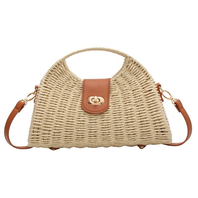 Bolso Cruzado de Paja Molodo Tote de Rattan con Asa Superior para Mujer