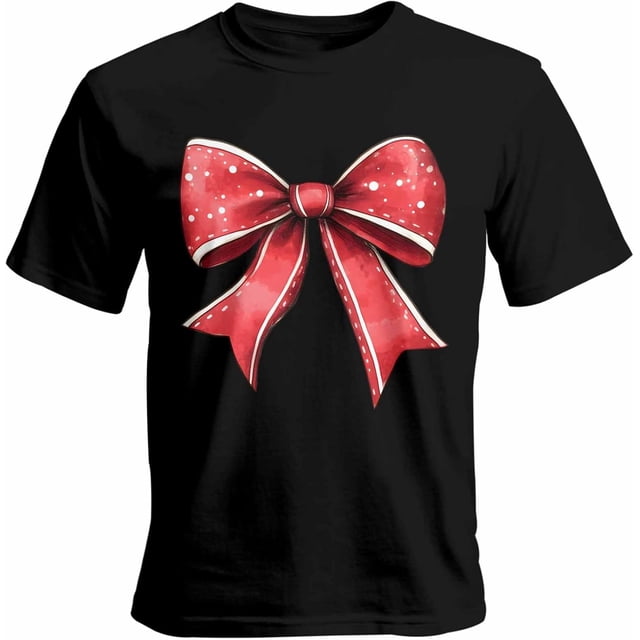 Camisetas informales de manga corta con lazo navideño para hombre, camisetas gráficas