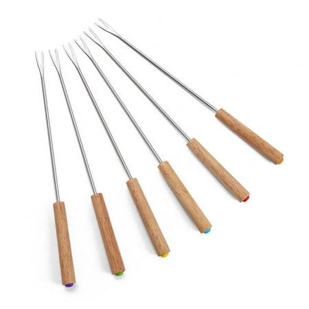 

AQITTI Cooking Utensils 6 Packs Roasting Sticks with Wooden Handle Extendable forks Barbecue fork Telescoping Smores Skewers for Firepit and Sausage Bbq