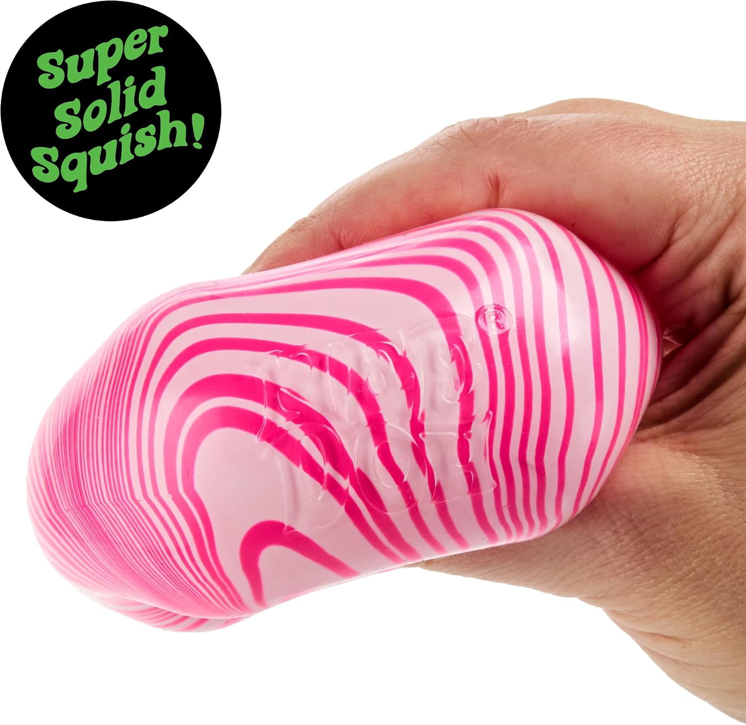 Schylling Candy Swirl Nice Cube - Sensory Squeeze Toy with Super Solid Squish - 2.25" Cube - Pink and White , 1ct