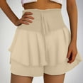 thumbnail image 2 of WREESH Womens Shorts Summer Solid Color Lace High Waisted Double Layered Hem Casual Shorts Khaki, 2 of 9