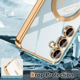 thumbnail image 4 of Rancase for Samsung Galaxy S24 FE 5G Case Magnetic Luxury Glitter Clear Phone Case [Compatible with MagSafe] Full Camera Lens Protection Love Heart Case for Women Girls for Galaxy S24 FE 5G,Gold, 4 of 6