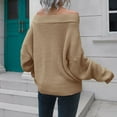 thumbnail image 4 of Womens Fall Fashion 2022! QLEICOM Sweaters for Women, Women's Off-the-shoulder Sweater Women's Loose Autumn And Winter Long-sleeved Sweater On Clearance, 4 of 6