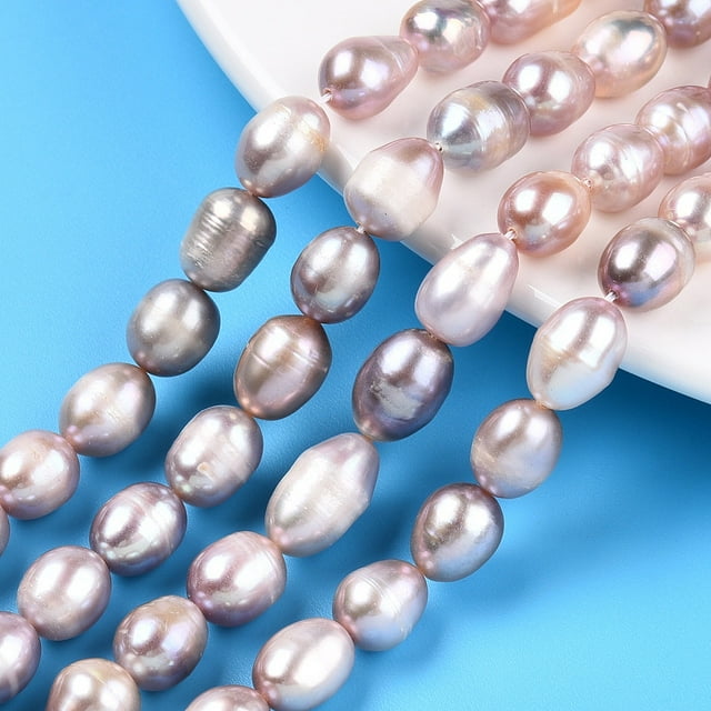 Natural Cultured Freshwater Pearl Beads Strands Rice Thistle 10~14x8~8.5mm Hole: 0.7~0.8mm about 34~35pcs/strand 13.78 inch(35cm)