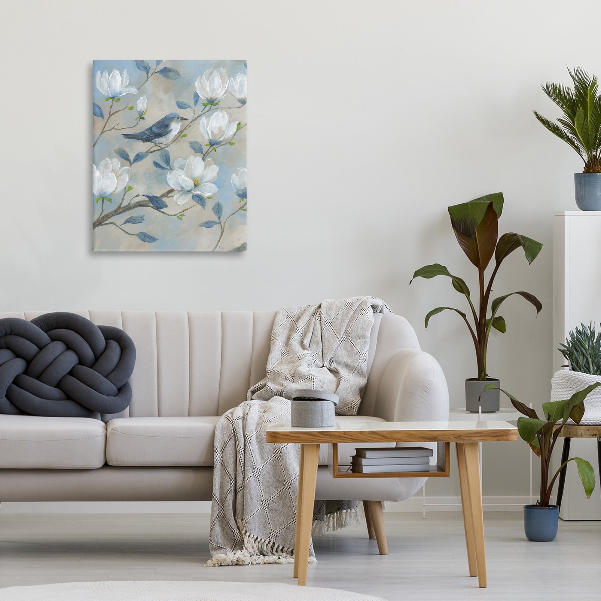 Stupell Industries Blue Bird & Magnolia Canvas Wall Art, design by Nan