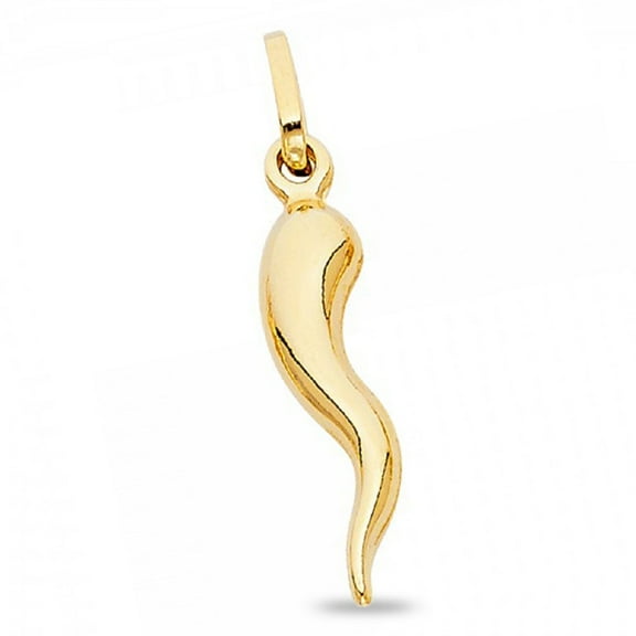 Cornicello Italian Horn Pendant Solid 14k Yellow Gold Charm Genuine Quality Classic 23 x 8 mm