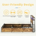 thumbnail image 7 of HAUSOURCE Queen Platform Bed Frame w/ Headboard, Drawers & Outlets, Brown, 7 of 7