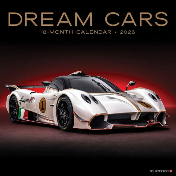 Willow Creek Press, Dream Cars 2026 Wall Calendar, 12'' X 12'', 18-Month Calendar with Stapled Binding