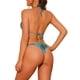 thumbnail image 3 of INSPIRAR CHIC Conjuntos de Bikini para Mujeres con Estampado de Serpiente, 2 Piezas, Parte Inferior de Triángulo con Lazo Lateral, Trajes de Baño en Azul Verde XL, 3 of 5