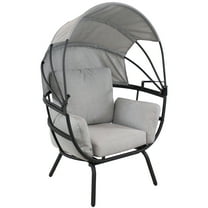 Sunnydaze Modern Luxury Aluminum Outdoor Egg Basket Chair with Retractable Canopy, Gray