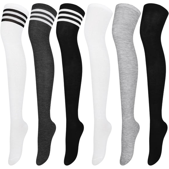 GHSDFBB 6 Pairs Over Knee Thigh Socks Knee-High Warm Stocking Women Boot Sock Leg Warmer High Socks for Daily Wear, Cosplay