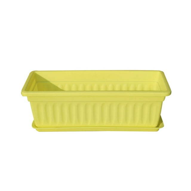 3pcs Resin Rectangular Planting Pot Drainage Hole Vegetable Flower Planter Home Garden Plant Tray Yellow 50x21x14cm