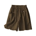 thumbnail image 6 of Endives Women's Linen Short High Waist Casual Shorts Summer Breathable Loose Fit Wide Leg Short Beach Shorts With Pockets Daily Wear, 6 of 6
