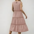 thumbnail image 7 of Delliss Women's Summer Sleeveless Plain Tank Dress Crew Neck Tiered Pleated Long Dress Beach Simple Trendy Sundress, 7 of 7