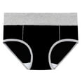 thumbnail image 1 of Large Size Women's High Waist Underpants Solid Color Cotton Briefs, 1 of 9