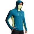 thumbnail image 2 of BRANROY Long Sleeve Shirts for Men - UPF 50+ Sun Protection Hoodie with Face Mask Ice Silk Breathable Fishing Hiking Lightweight,Turquoise S, 2 of 5