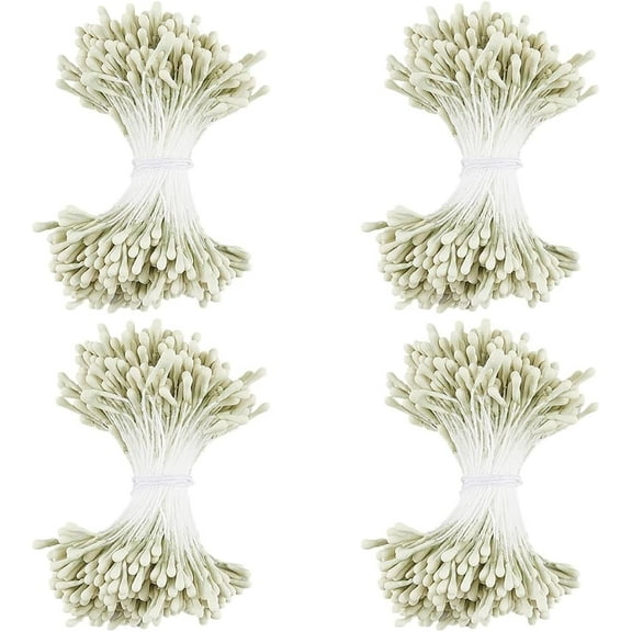 Cotton 1600PCS Flower Stamen Pearl Double Heads Handmade Floral Stamens Pistil Artificial Flores Pearlized Dark Khaki Floral Pollens for Flower Card Making Scrapbook Decoration Handicrafts Cotton
