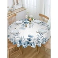 thumbnail image 5 of Blue Eucalyptus Leaves Round Tablecloth 54 inches Spring Summer Botanical Waterproof Oil-Proof Table Cloth Round Table Cover for Holiday Party Picnic Dinner Decor Indoor and Outdoor Use, 5 of 9