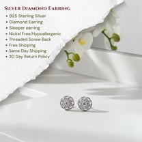 King of Bling's 925 Sterling Silver White 0.10ct Diamond For Men's/Women's Stud Floral Earrings