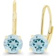 thumbnail image 2 of Divine Creation 925 Sterling Silver 1.50 Ct Round Cut Aquamarine Leverback Drop & Dangle Earring's 14K Yellow Gold Plated For Women's, 2 of 3