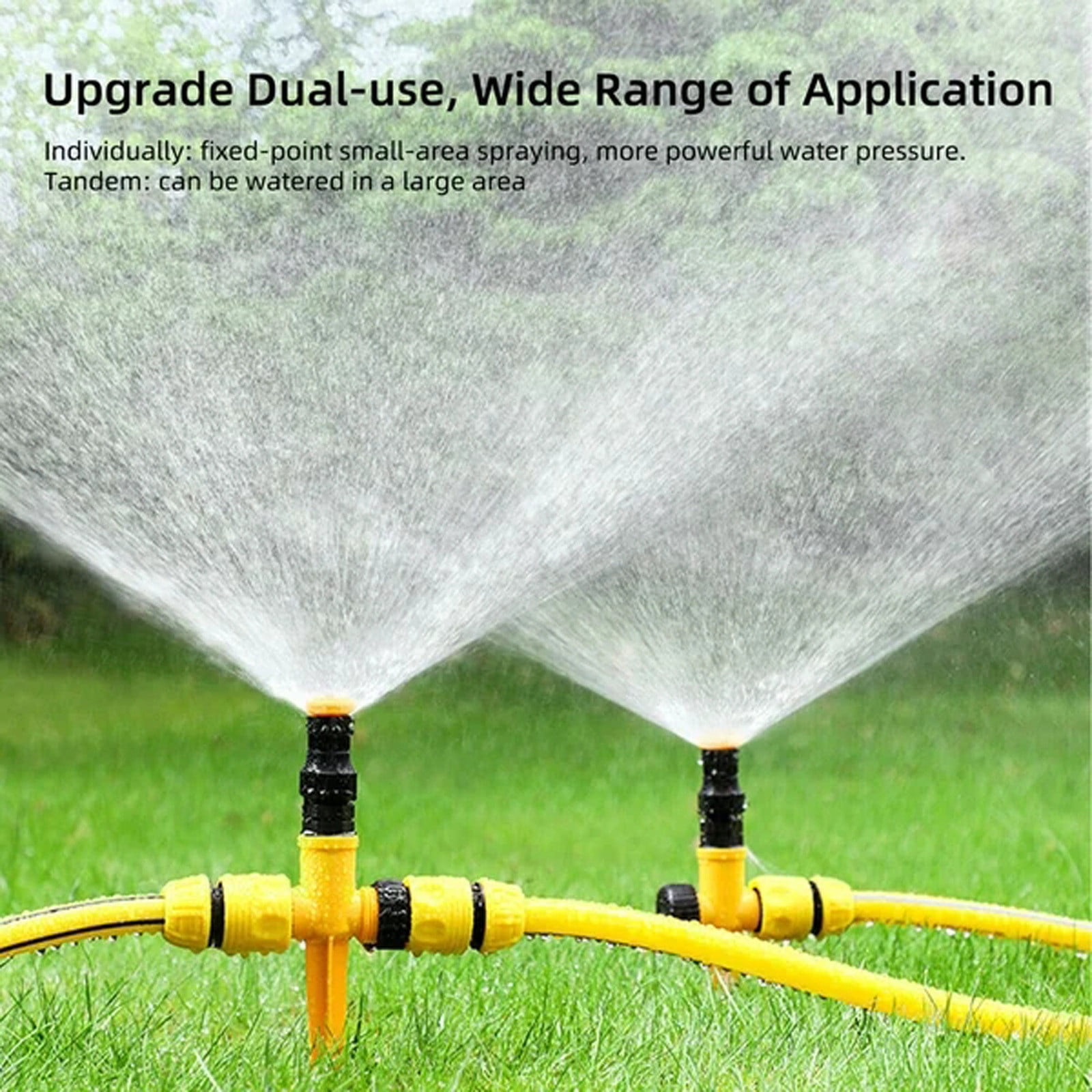 Deeceymbur 4PCS Above Ground Sprinkler System for Garden, 360° Auto Rotating Garden Sprinkler System - Smart Irrigation for Lawn, Patio, Full-Circle Watering Coverage