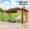 thumbnail image 4 of HOTEEL 10x15 Hardtop Gazebo with Metal Roof & Drainage System, Heavy Duty Galvanized Steel Gazebo with Reinforced Aluminum Frame, Privacy Curtains and Netting, for All-Weather, Brown, 4 of 7