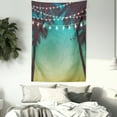 thumbnail image 3 of Nature Tapestry, Night Time Beach Sunset Design with Little Lantern and Island Palm Trees Art Print, Wall Hanging for Bedroom Living Room Dorm Decor, 40W X 60L Inches, Multicolor, by Ambesonne, 3 of 5
