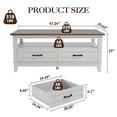thumbnail image 3 of QinaQin Farmhouse-Style Coffee Table with Drawers, 47.2-Inch Center Table, Rustic Style Coffee Table, Black Living Room Table, with Open Shelving and 6 Support Legs, 3 of 7