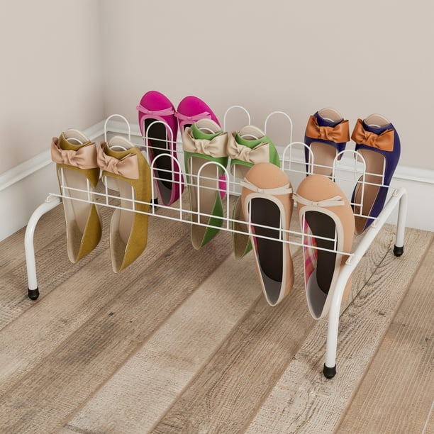 Floor Shoe Rack 9 Pair Storage Organizer for Tennis Shoes, Sneakers