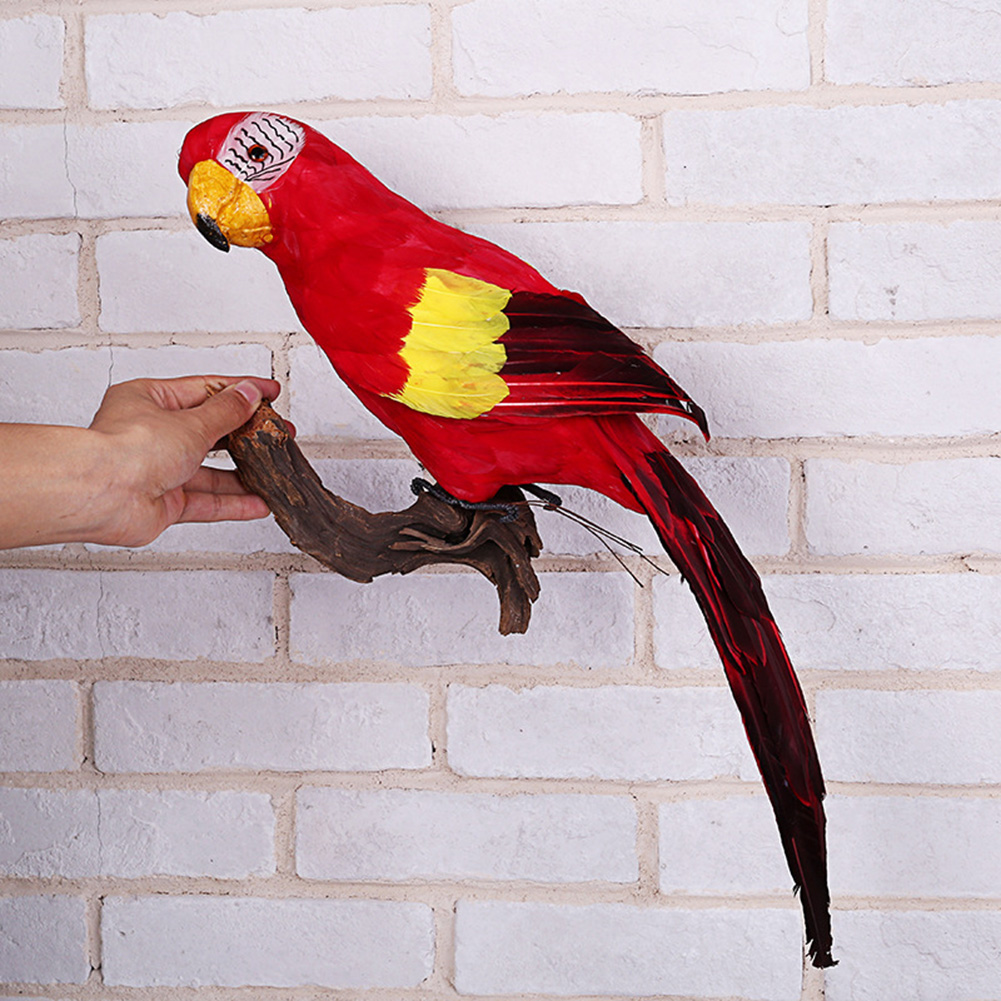Simulation Fake Artificial Parrot Feather Bird 45cm Budgie Home Garden