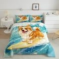 thumbnail image 2 of Erosebridal Yellow Corgi Bedding Twin Comforter Set,Ocean Surfing Down Comforter,Kawaii Cartoon Bedding Sets Twin With Comforter,Breathable Animal Bedroom Decorative,Reversible,2-Piece, 2 of 8