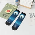 thumbnail image 7 of Rateoe Night Sky Moon Dolphin Pattern Quarter Crew Socks,Toe Seamed Ankle Socks,Cotton Cushioned Breathable Athletic Crew Sports Socks, 7 of 7
