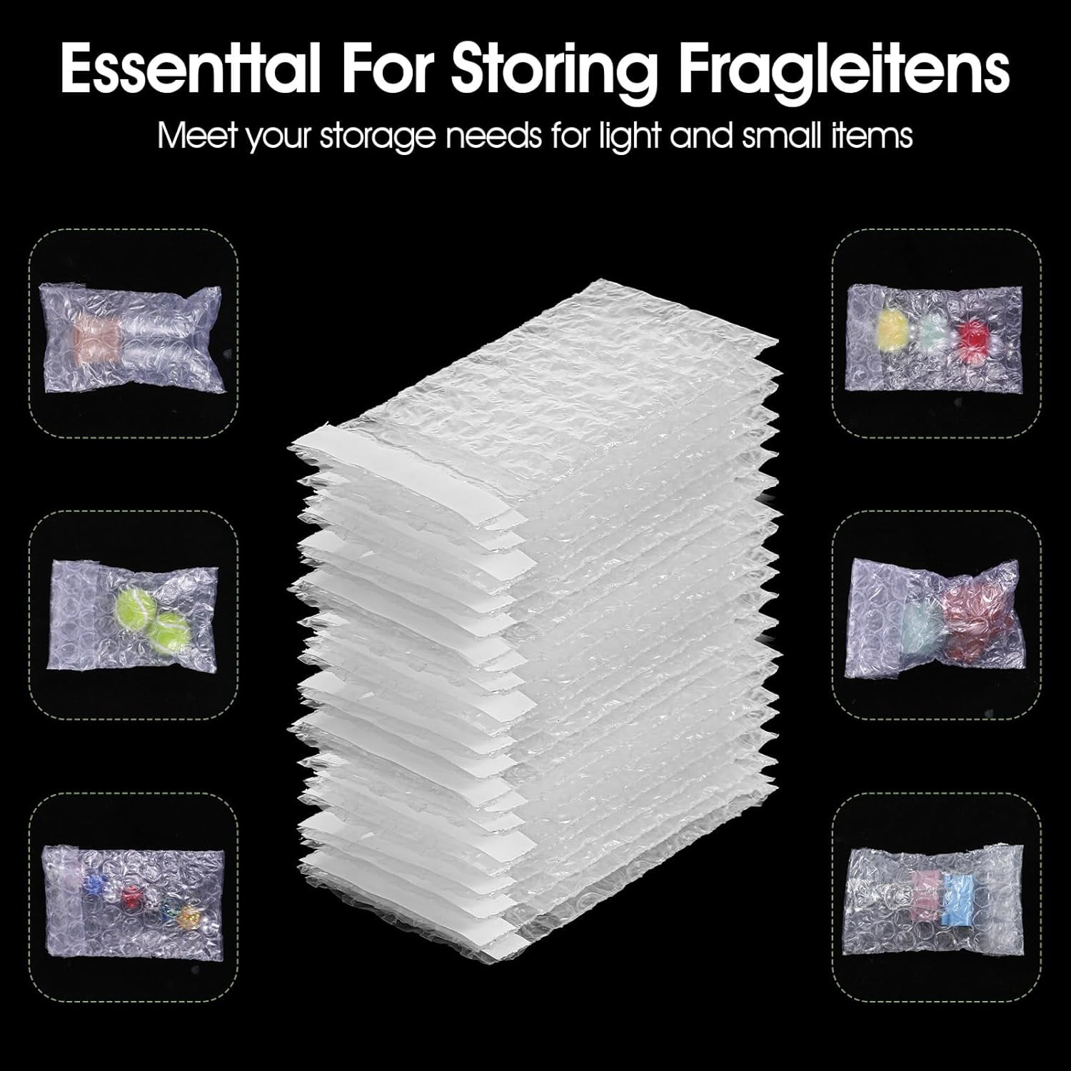 300Pcs Clear Bubble Wrap Bags, 2.16 x 3.3 Inch Self-Sealing Double Wall Bubble Pouches for Moving, Shipping, and Storage