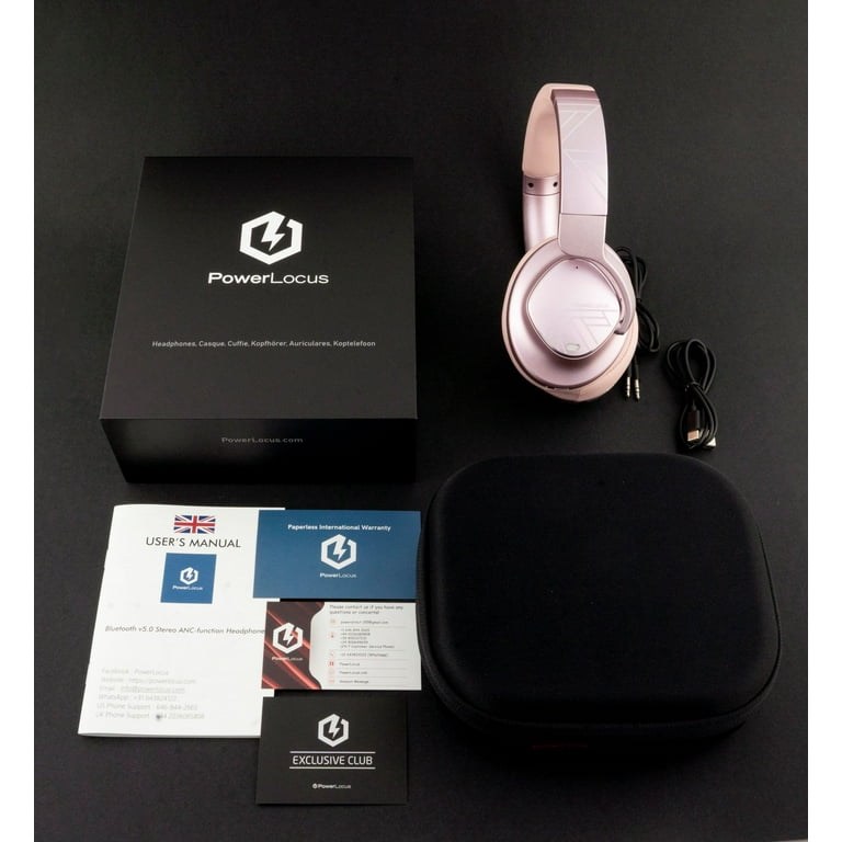 inkt Regelen blootstelling PowerLocus MoonFly Active Noise Cancelling Headphones, Over Ear Bluetooth  Wireless Headset with Built-in Noise Cancelling Microphone Rose Gold -  Walmart.com