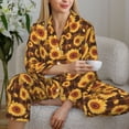 thumbnail image 6 of Haiem Vintage Brown Plaid Sunflower Pattern Women’s Long-sleeve Sleepwear,Sleepwear Set,2-piece Loungewear Set,Soft PJs Comfy Nightwear with Pockets-Large, 6 of 7