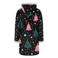 thumbnail image 4 of Ruimatai Women's Christmas Print Hooded Jacket with Faux Fur Collar Cozy Flannel Button Down Long Sleeve Loose Fit Casual Outerwear, 4 of 9