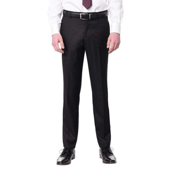 Raphael Men's Washable Flat Front Slim Fit Black Dress Pants