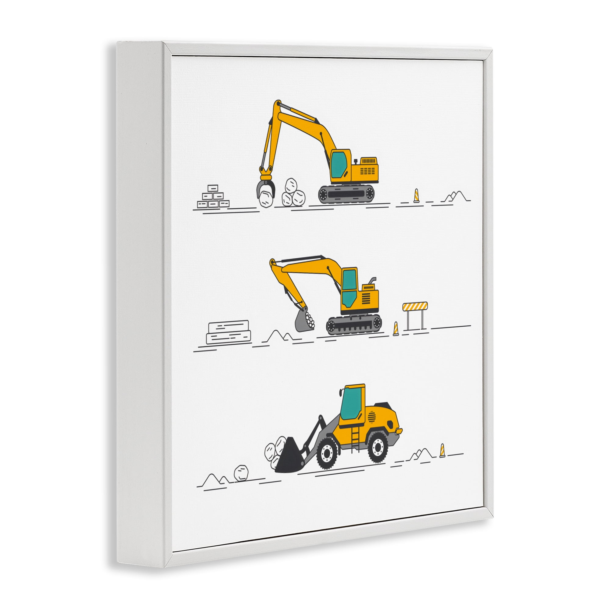 Stupell Industries Construction Digs Machine White Framed Giclee Art, design by Creative Studio