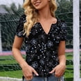 thumbnail image 6 of Tnhcen Women's Summer Floral Print Top, Snap Button V-Neck Short Sleeve Blouse, Soft Breathable Casual T-Shirt for Women, Sizes S-2XL, 6 of 6