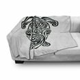 thumbnail image 3 of Black and White Soft Flannel Fleece Blanket, Monochrome Turtle with Blooming Lotus and Swirls Maori Culture Motifs, Cozy Plush for Indoor and Outdoor Use, 50" x 70", Black and White, by Ambesonne, 3 of 6