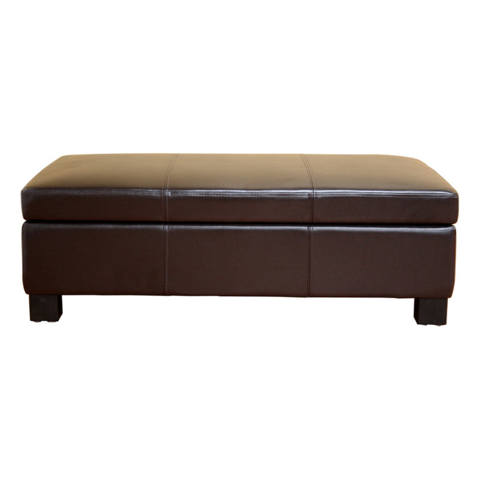 Gallo Dark Brown Leather Storage Ottoman