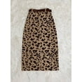 thumbnail image 2 of Womens Apricot Leopard Print Corduroy Pencil Skirt With Belt And Front Slit, 2 of 4