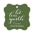 thumbnail image 1 of Darling Souvenir Custom Let Love Sparkle Wedding Hang Tags Personalized Fancy Frame Paper Tags -Olive Green-100 Tags, 1 of 1