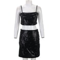 thumbnail image 3 of Glam Sequin Two Piece Sleeveless Skirt Set for Parties and Evening Occasions – Sparkling Outfit with Belted, S, Black, 3 of 6