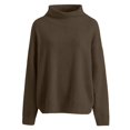 thumbnail image 4 of Comdrip Chandails Confortables pour Femmes Chandails Surdimensionnés Confortables en Tricot Col Rond Automne Chandail Tendance Tenues d'Automne Chandail Col Roulé Femmes, Café TG, 4 of 5