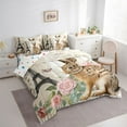thumbnail image 4 of Homewish Rustic Brown Rabit Bedding Comforter Set 7 Pieces, Vintage Rustic Rose Full Bedding Set, Paris Eiffel Tower Reversible Fitted Sheet Flat Sheet, Luxury Bedroom Decor, 4 of 8