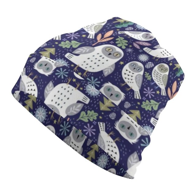 Gorros de Navidad con estampado de búho y oso para hombre y mujer, gorros casuales de animales divertidos, Skullies Kpop, gorros elásticos personalizados para invierno