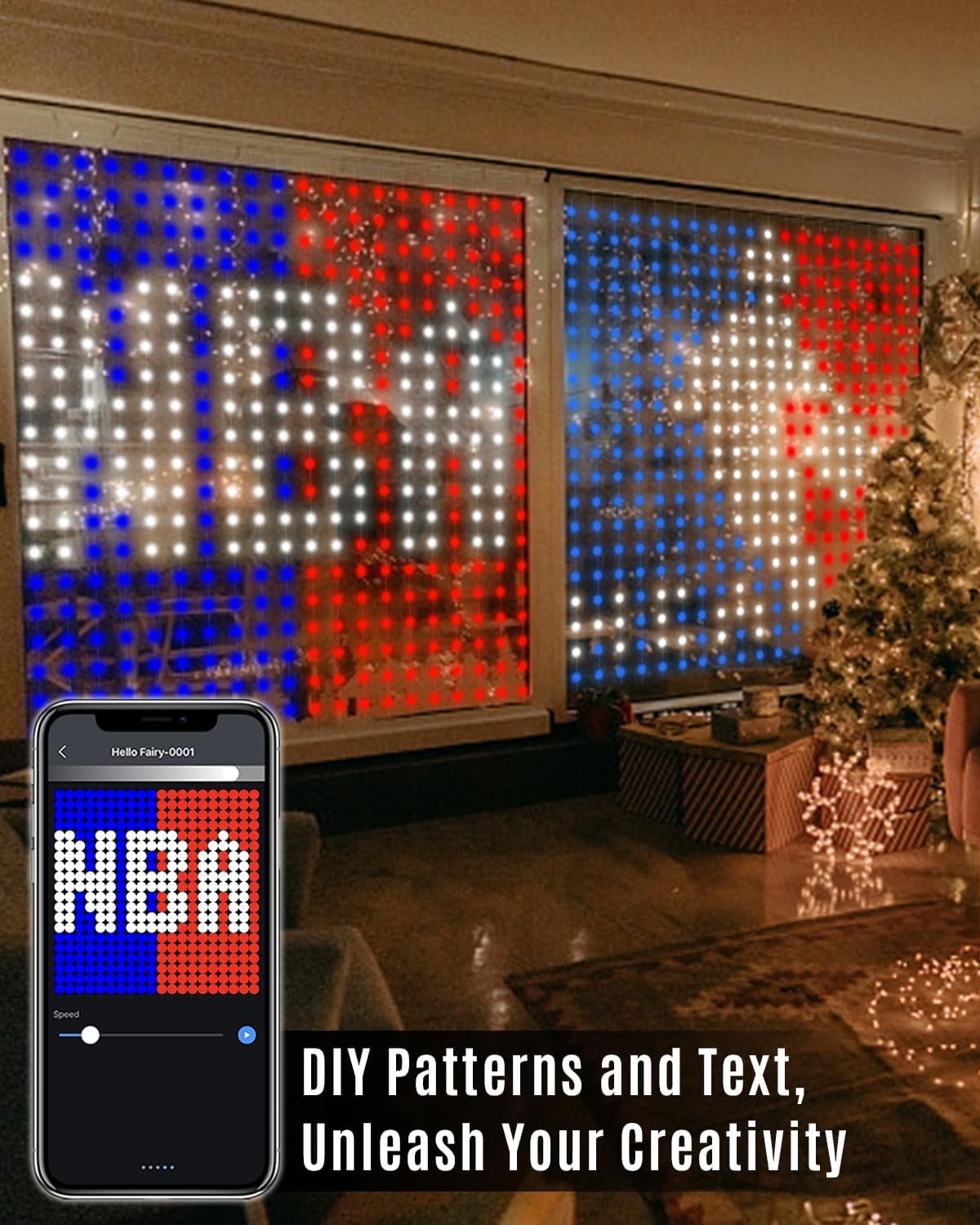 540 LEDs Smart WiFi RGBW Color Changing LED Window Lights with Alexa 4th of July Curtain Lights App & Remote Control Music Sync DIY Flag Waterproof Decor 5 x 6 FT