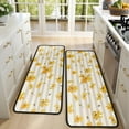 thumbnail image 4 of Kitchen Rugs Sets Of 2,Beige Daisy Flower Yellow Blooms Pattern Anti Fatigue Kitchen Mat Rugs Non Slip Washable,Decorative Kitchen Floor Mats for Kitchen,Sink,Laundry,17"x47"+17"x47", 4 of 5