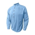 thumbnail image 3 of ZUKMRJPC Mens Summer Linen Shirts Roll Up Sleeve Casual Spring Button Up Basic T Shirt Lightweight Breathable Vacation Beach Tops, 3 of 7